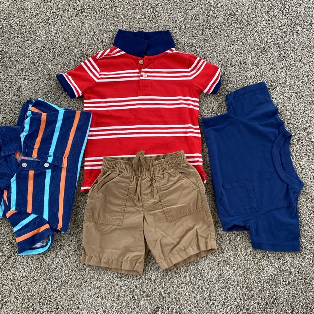 3T tops and khakis shirts. Polos and pocket tee.